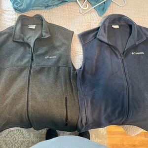 Columbia Blue and Grey Pair of Fleece Vests XL